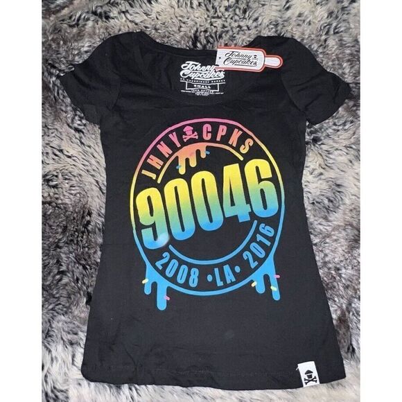 Rare Johnny Cupcakes Los Angles Zip Code Store Closing Tee Small - Picture 1 of 11